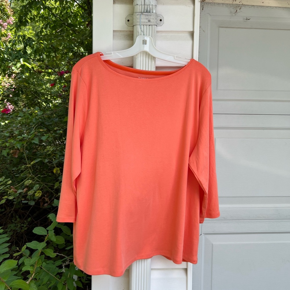 NWT Talbots Pretty Light Orange Ballet Neck 3/4 Sleeve Top - Picture 5 of 5